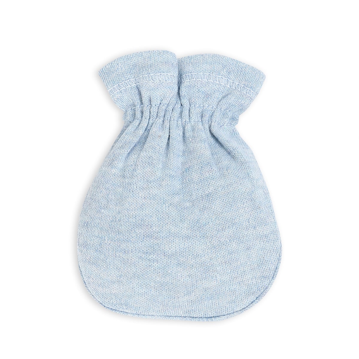 Baby Unisex Light Blue and White Cotton Mittens Pack of 1 Reversible Striped Everyday Wear