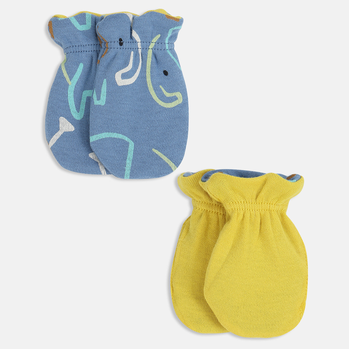 Baby Boys Printed Mittens Set of 2 Pairs, Multicolour