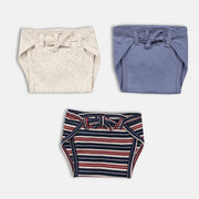 Baby Boys Solid and Striped Nappy Set of 3, Multicolour