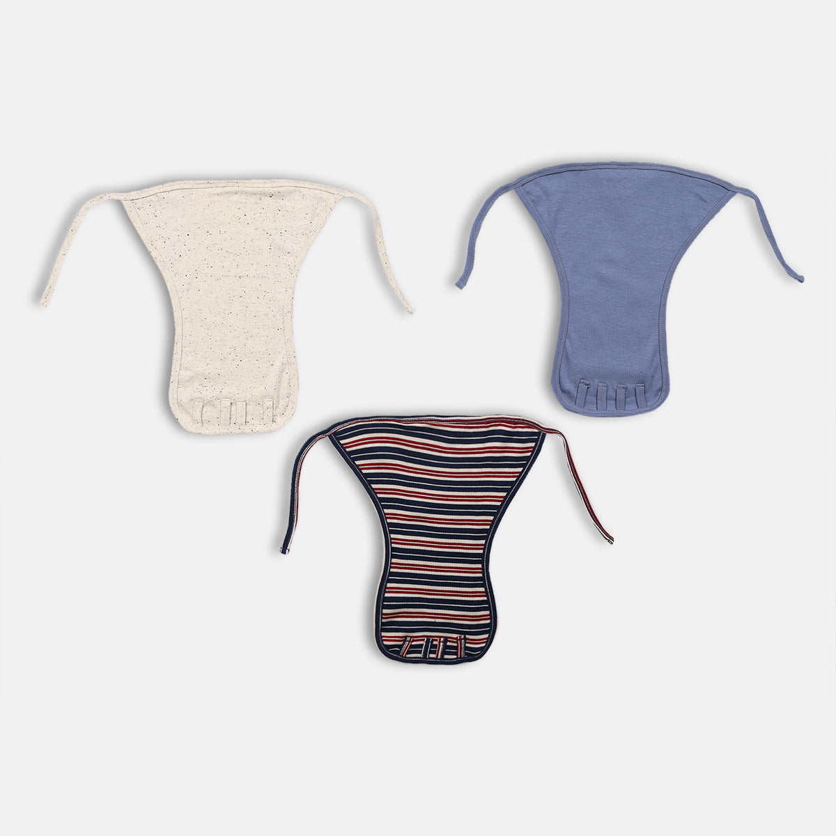 Baby Boys Solid and Striped Nappy Set of 3, Multicolour