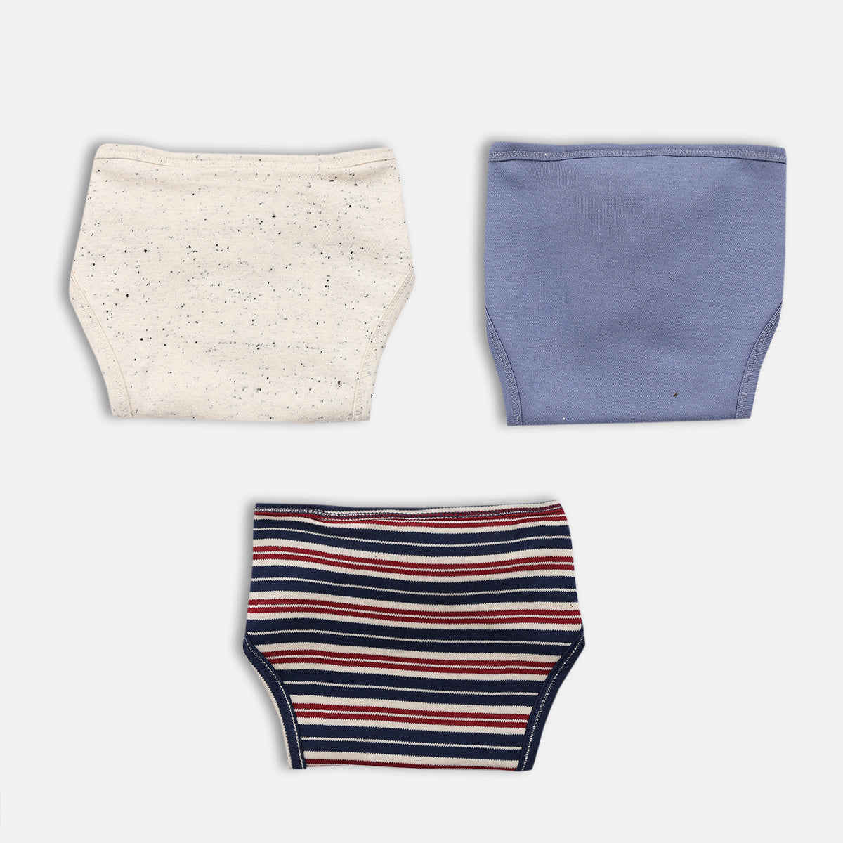 Baby Boys Solid and Striped Nappy Set of 3, Multicolour