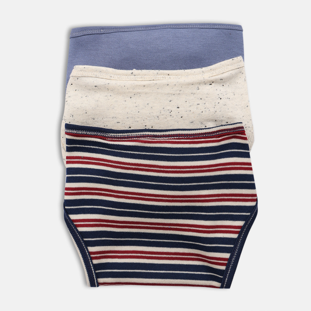 Baby Boys Solid and Striped Nappy Set of 3, Multicolour