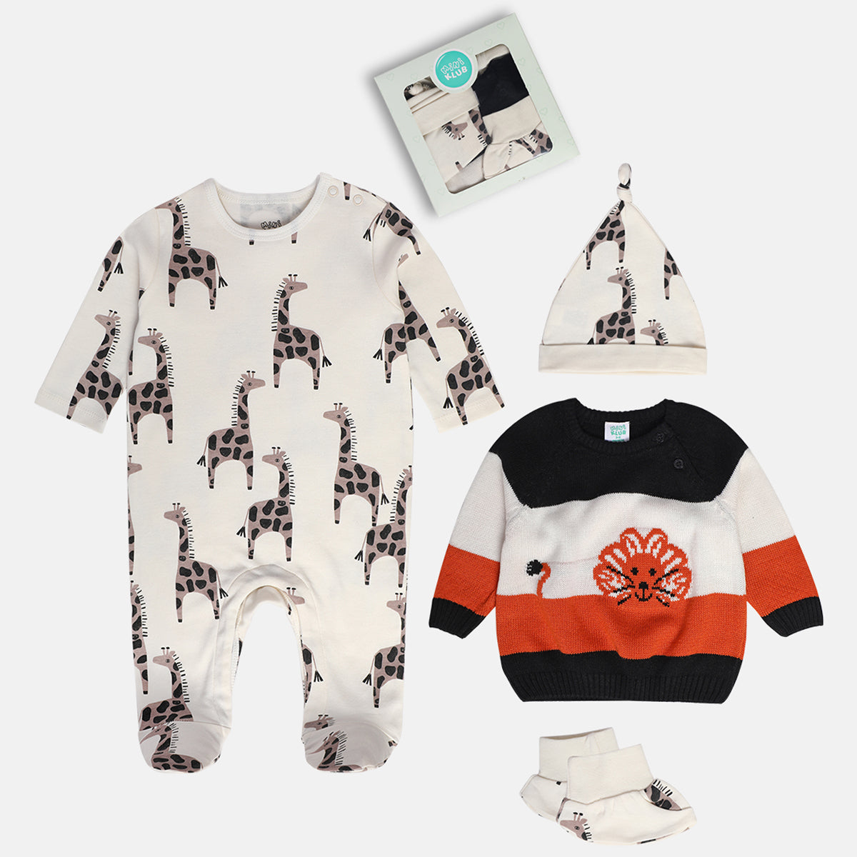 Boys Gift Set Sleepsuit, Sweater , Cap & Booties