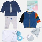 Boys Gift Set Top&Bottom Set, Sweater, Cap, Rattle, Mittens & Blanket