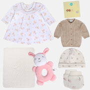 Girls Gift Set Dress Set, Sweater, Cap, Rattle, Mittens & Blanket