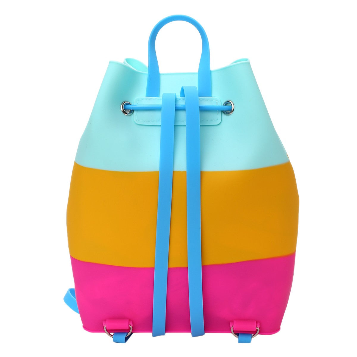 Baby Girls Aqua Blue, Mustard Yellow and Pink Silicone Drawstring Backpack Pack of 1 Travel Accessory