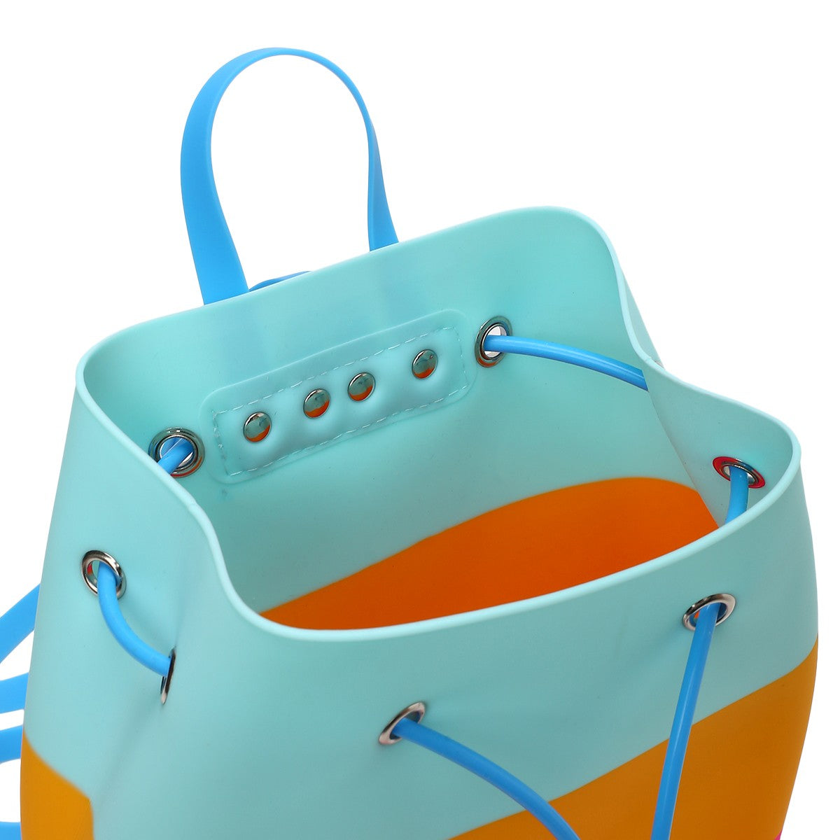 Baby Girls Aqua Blue, Mustard Yellow and Pink Silicone Drawstring Backpack Pack of 1 Travel Accessory