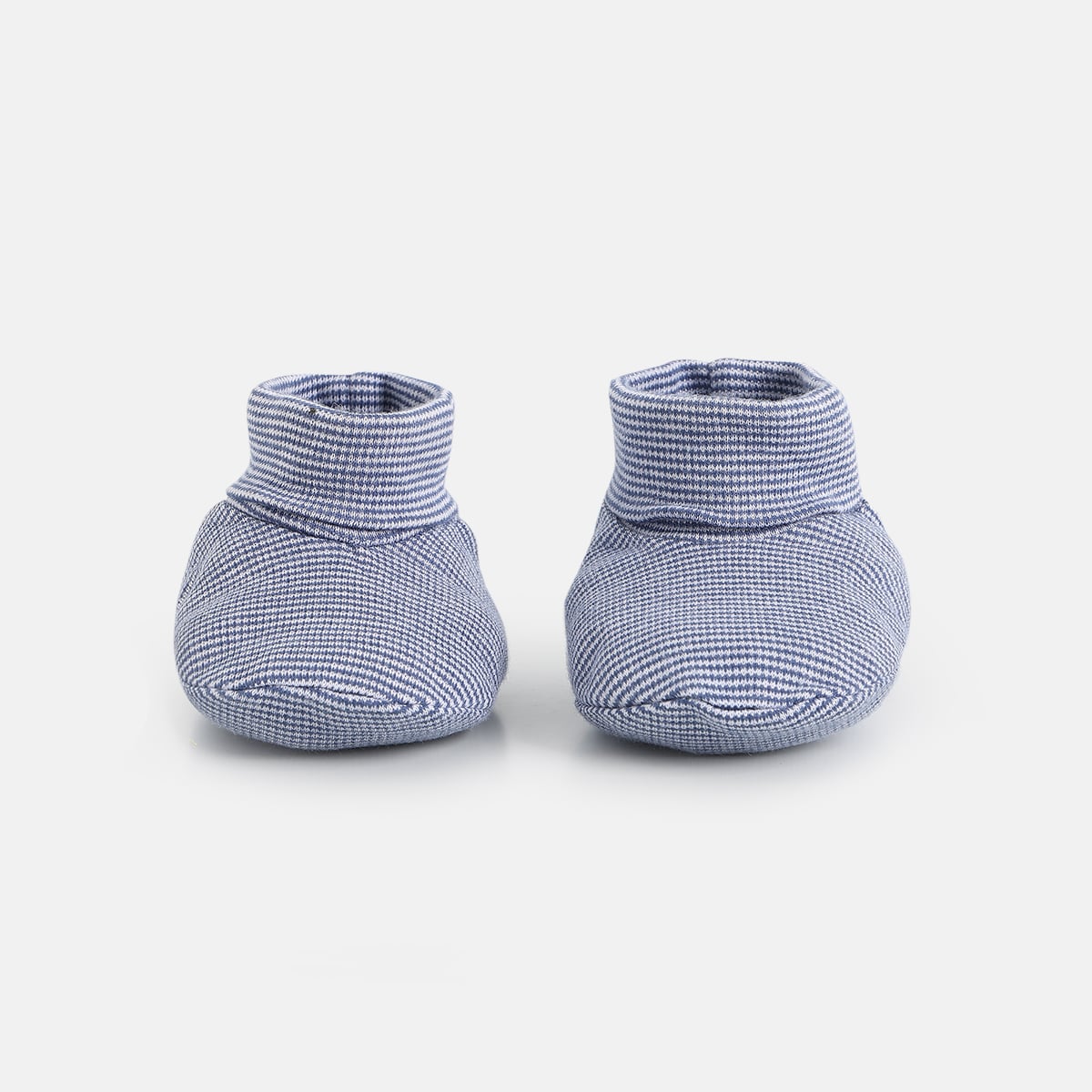 Baby Boys Light Blue and Navy Cotton Printed Booties Pack of 2 Soft Sole Everyday Wear