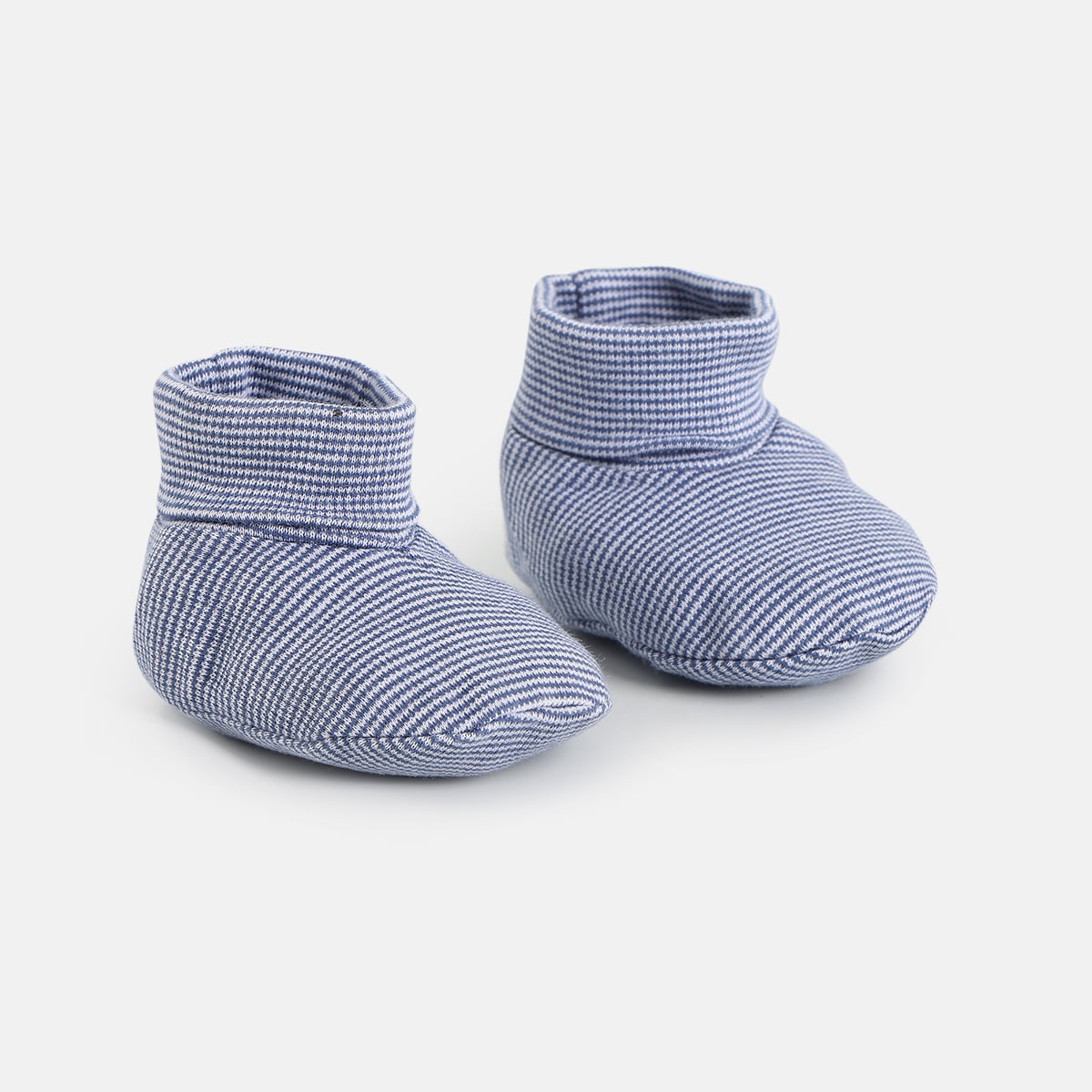 Baby Boys Light Blue and Navy Cotton Printed Booties Pack of 2 Soft Sole Everyday Wear