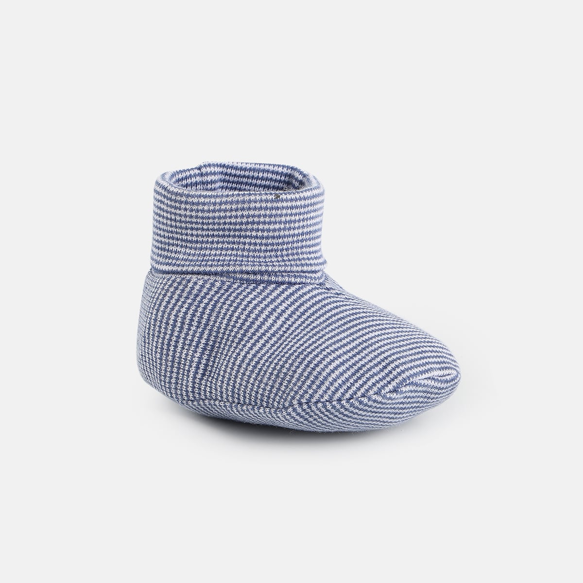 Baby Boys Light Blue and Navy Cotton Printed Booties Pack of 2 Soft Sole Everyday Wear