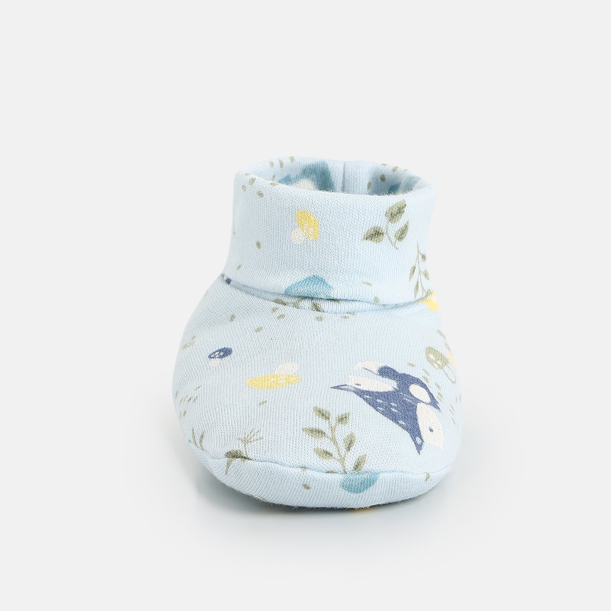 Baby Boys Light Blue and Navy Cotton Printed Booties Pack of 2 Soft Sole Everyday Wear