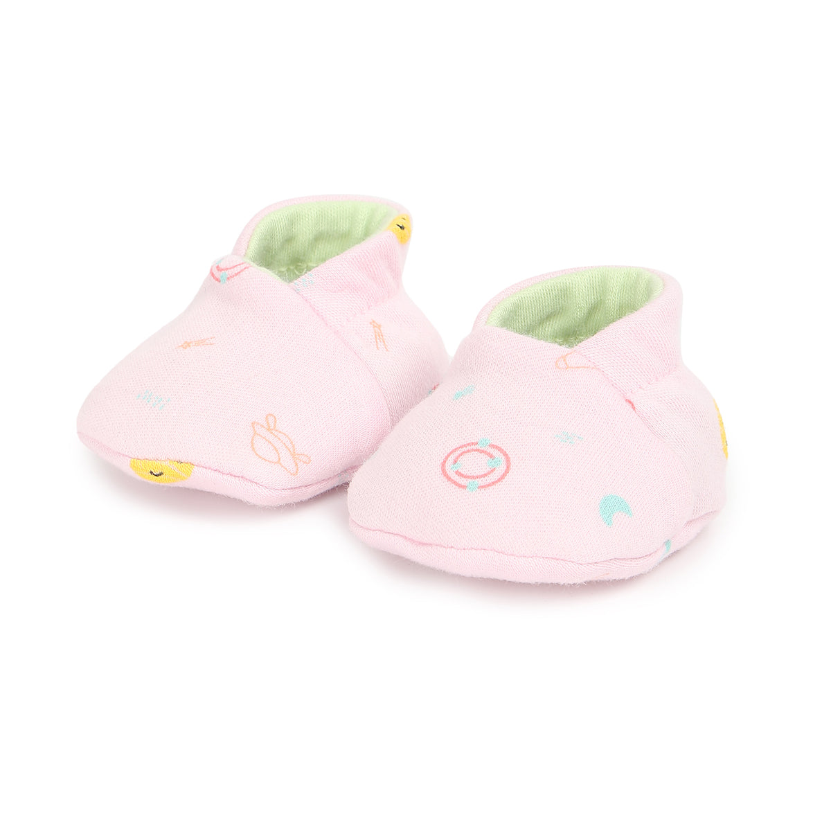 Baby Girls Solid and Printed Booties Set of 2 Pairs, Multicolour