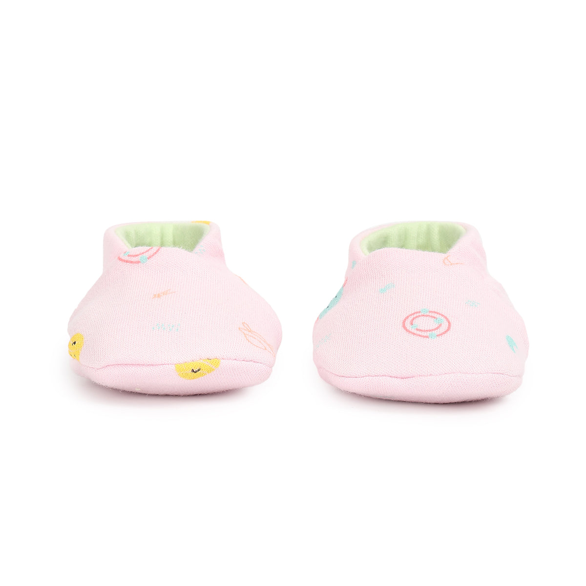 Baby Girls Solid and Printed Booties Set of 2 Pairs, Multicolour
