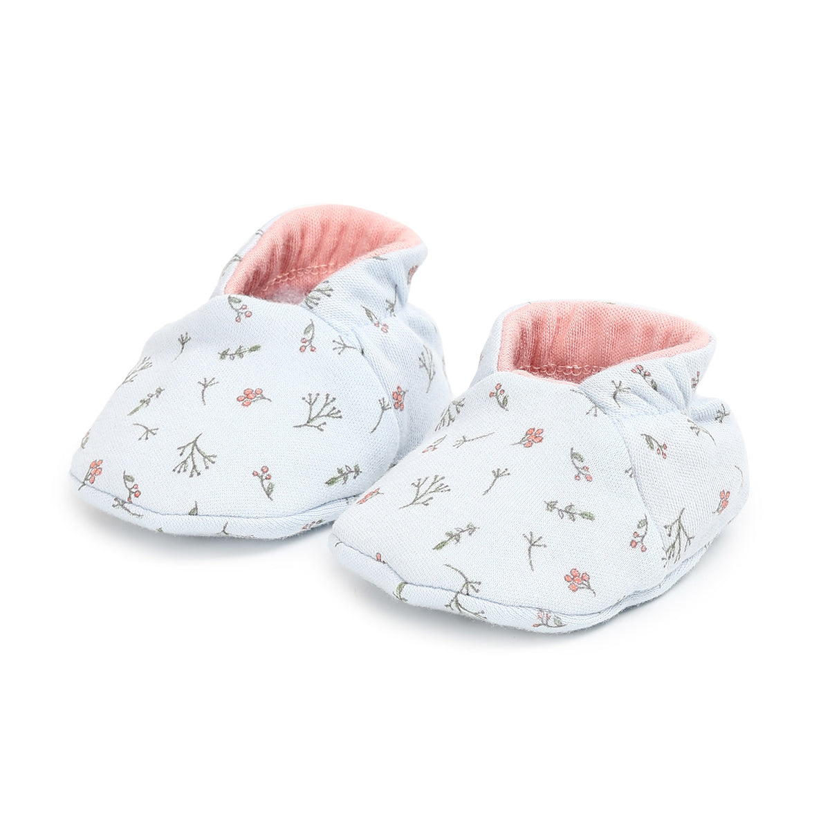 Baby Girls Printed and Solid Booties Set of 2 Pairs, Multicolour