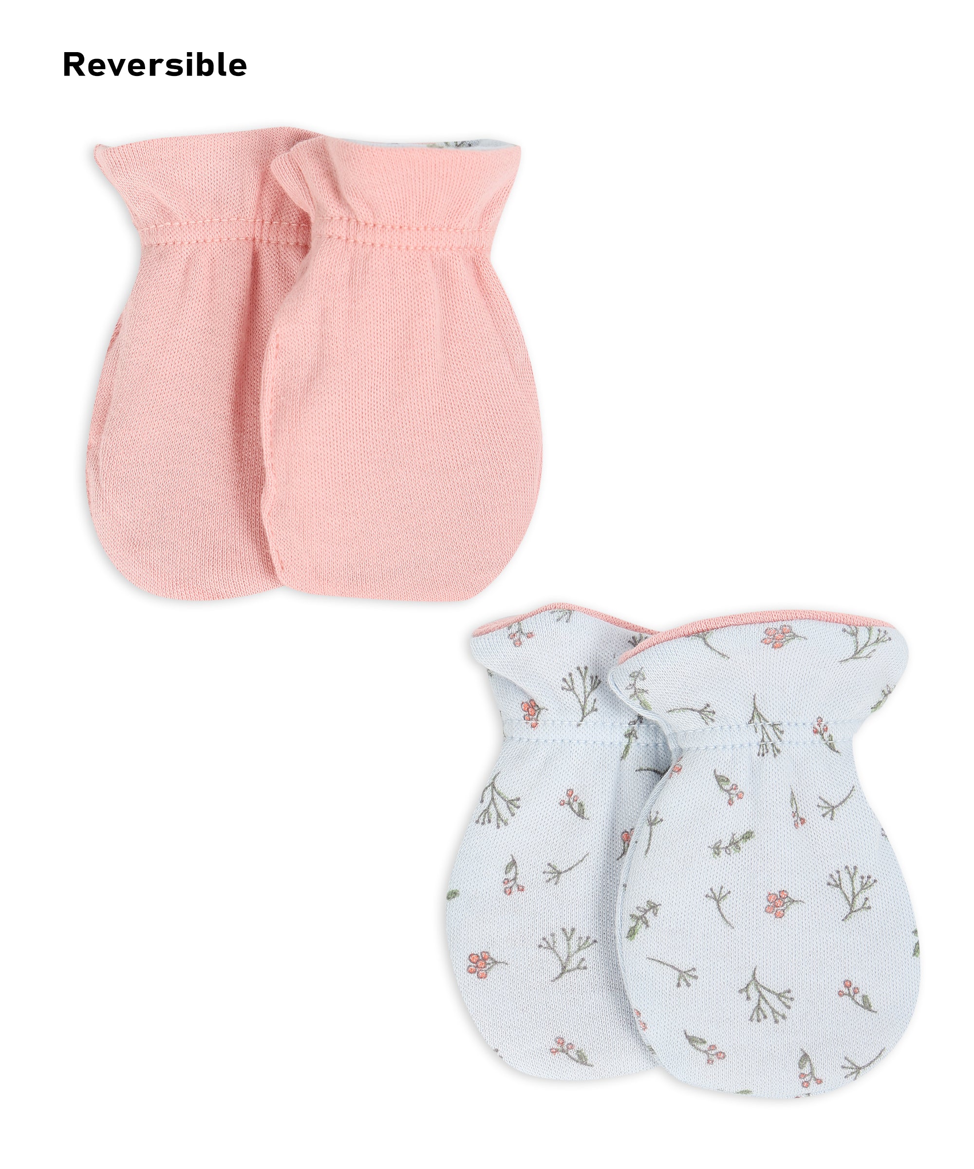 Girls Pink and White Reversible Mittens Pack of 2 Soft Mittens