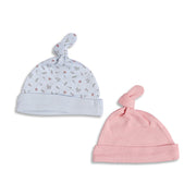 Baby Girls Blue & Pink Cotton Printed Cap Pack of 2 for Daily Wear