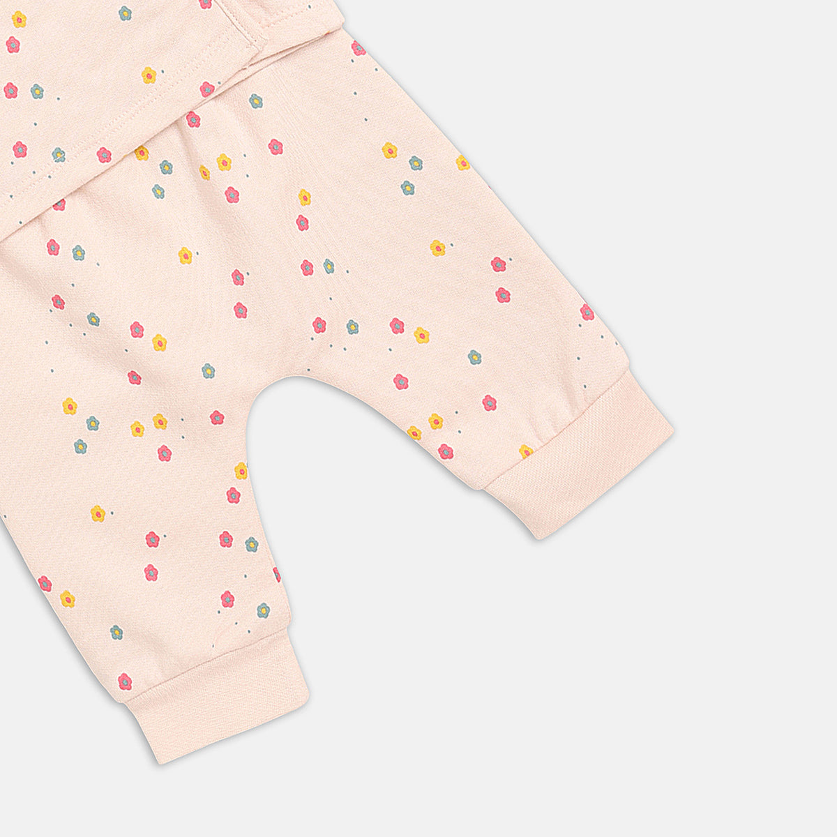 Baby Girls Printed Bodysuit with Top, Pants and Booties Set of 4, Peach Pink