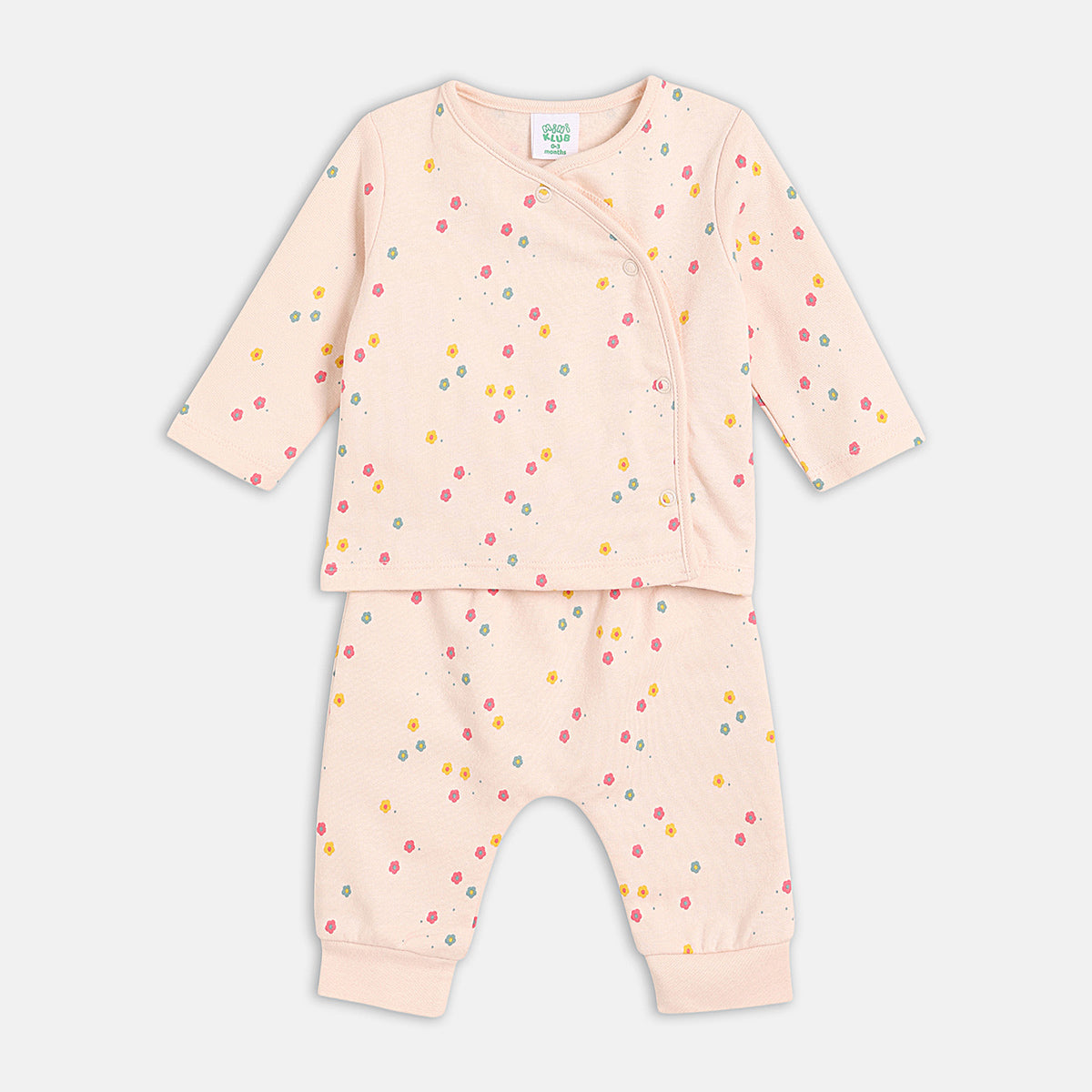 Baby Girls Printed Bodysuit with Top, Pants and Booties Set of 4, Peach Pink