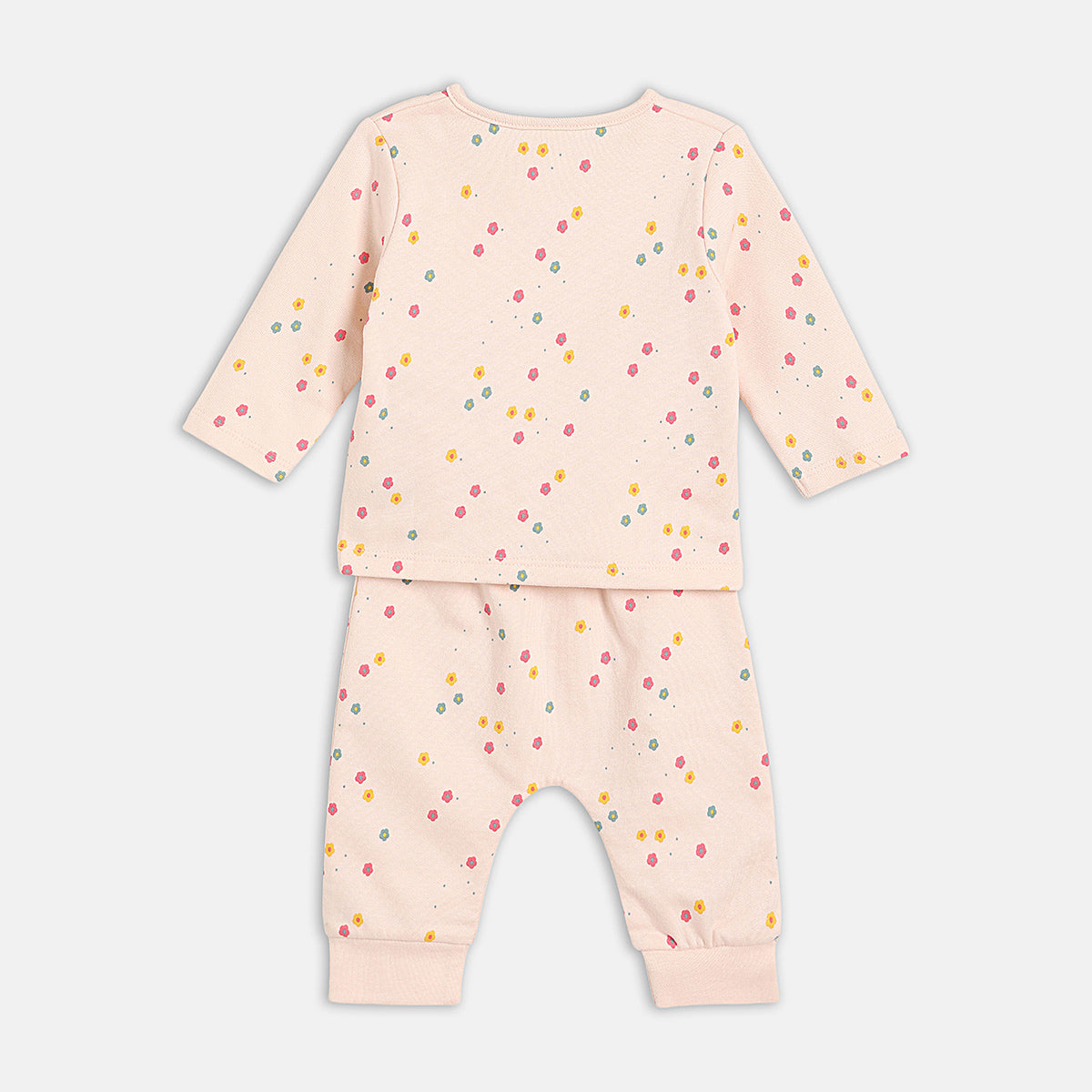 Baby Girls Printed Bodysuit with Top, Pants and Booties Set of 4, Peach Pink