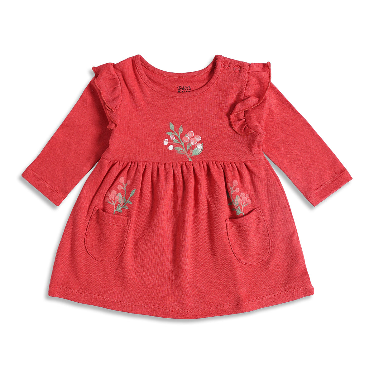 Baby Girls Red Cotton Embroidered Dress Gift Set Pack of 4 for Daily Wear