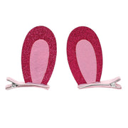 Girls Pink Glitter Bunny Ear Hair Clips Pack of 2 Cute Hair Accessories