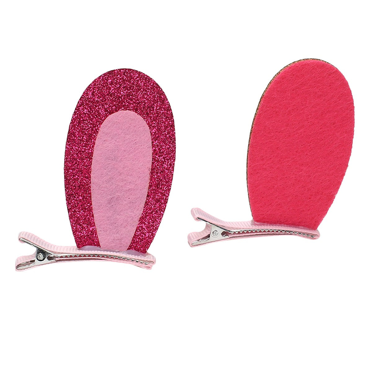 Girls Pink Glitter Bunny Ear Hair Clips Pack of 2 Cute Hair Accessories