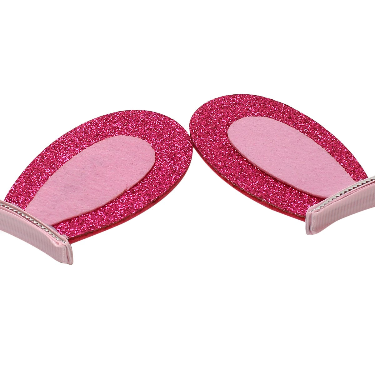 Girls Pink Glitter Bunny Ear Hair Clips Pack of 2 Cute Hair Accessories