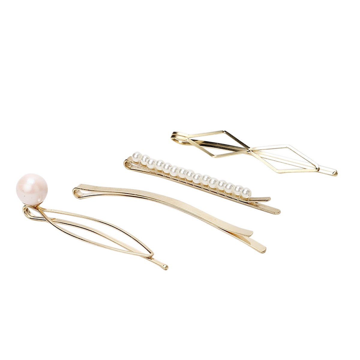 Girls Gold Pearl Hair Clips Pack of 4 Stylish Hair Accessories