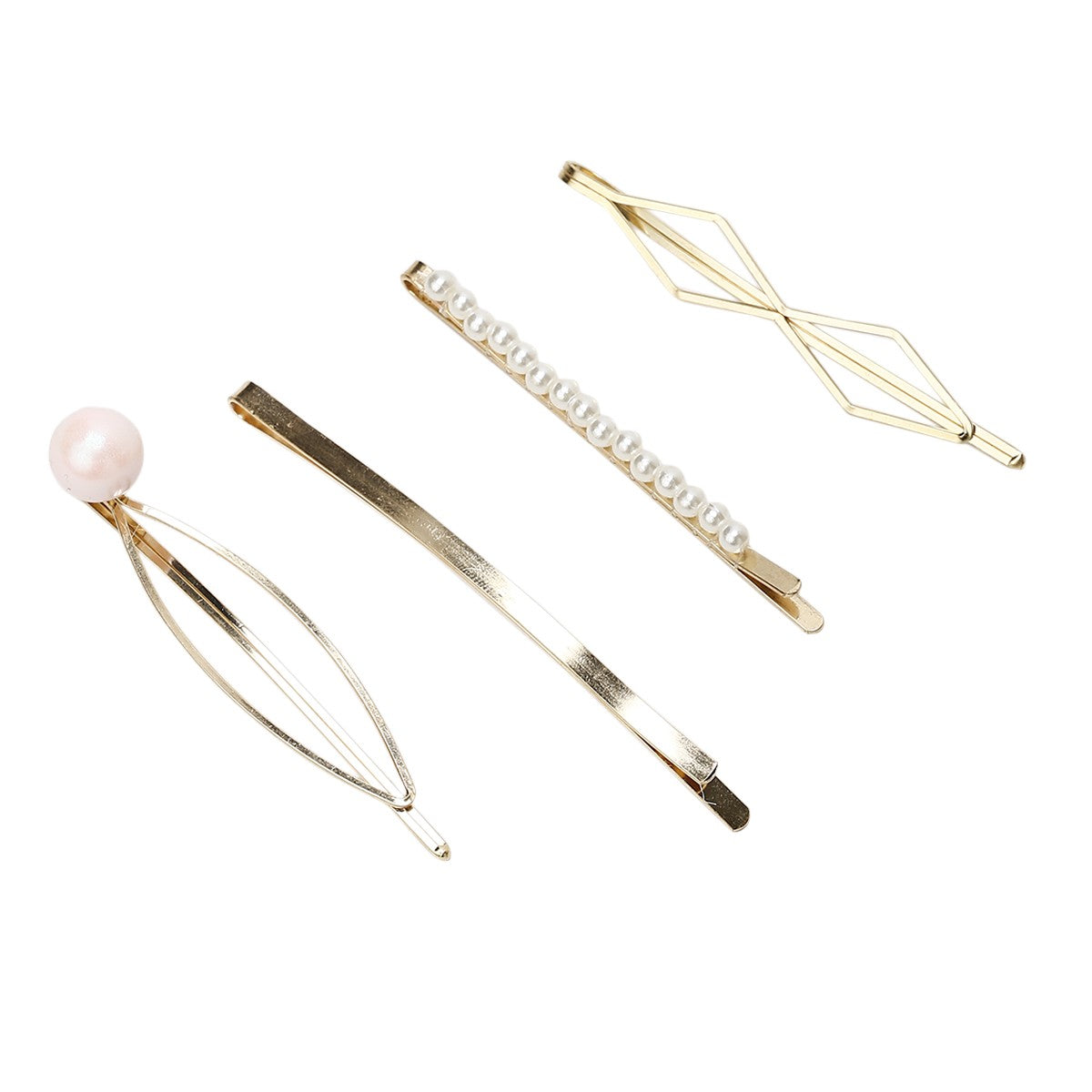 Girls Gold Pearl Hair Clips Pack of 4 Stylish Hair Accessories