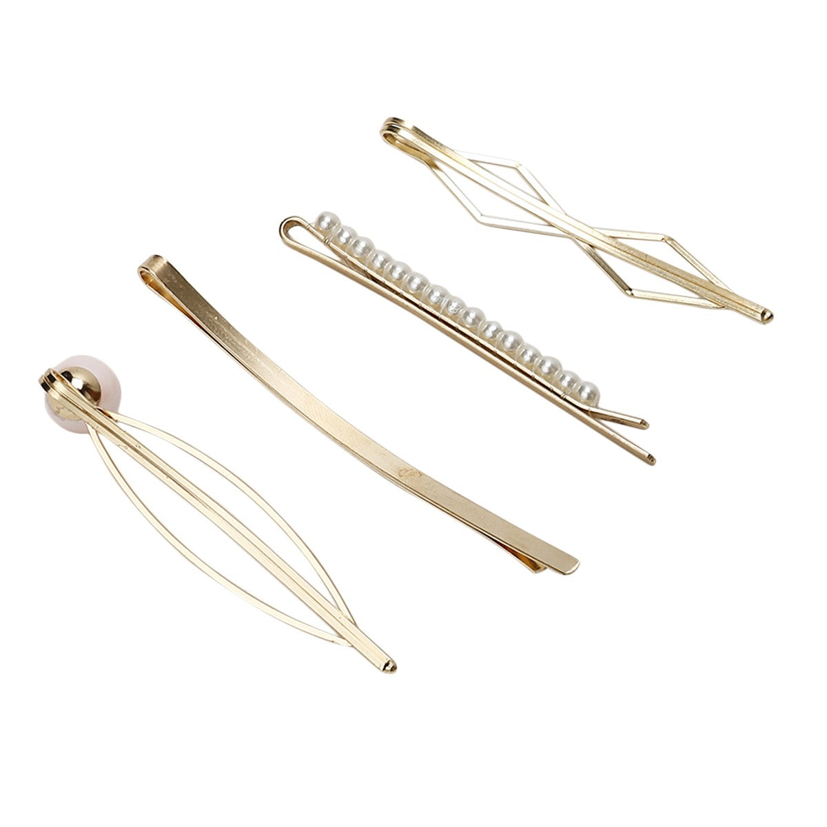 Girls Gold Pearl Hair Clips Pack of 4 Stylish Hair Accessories