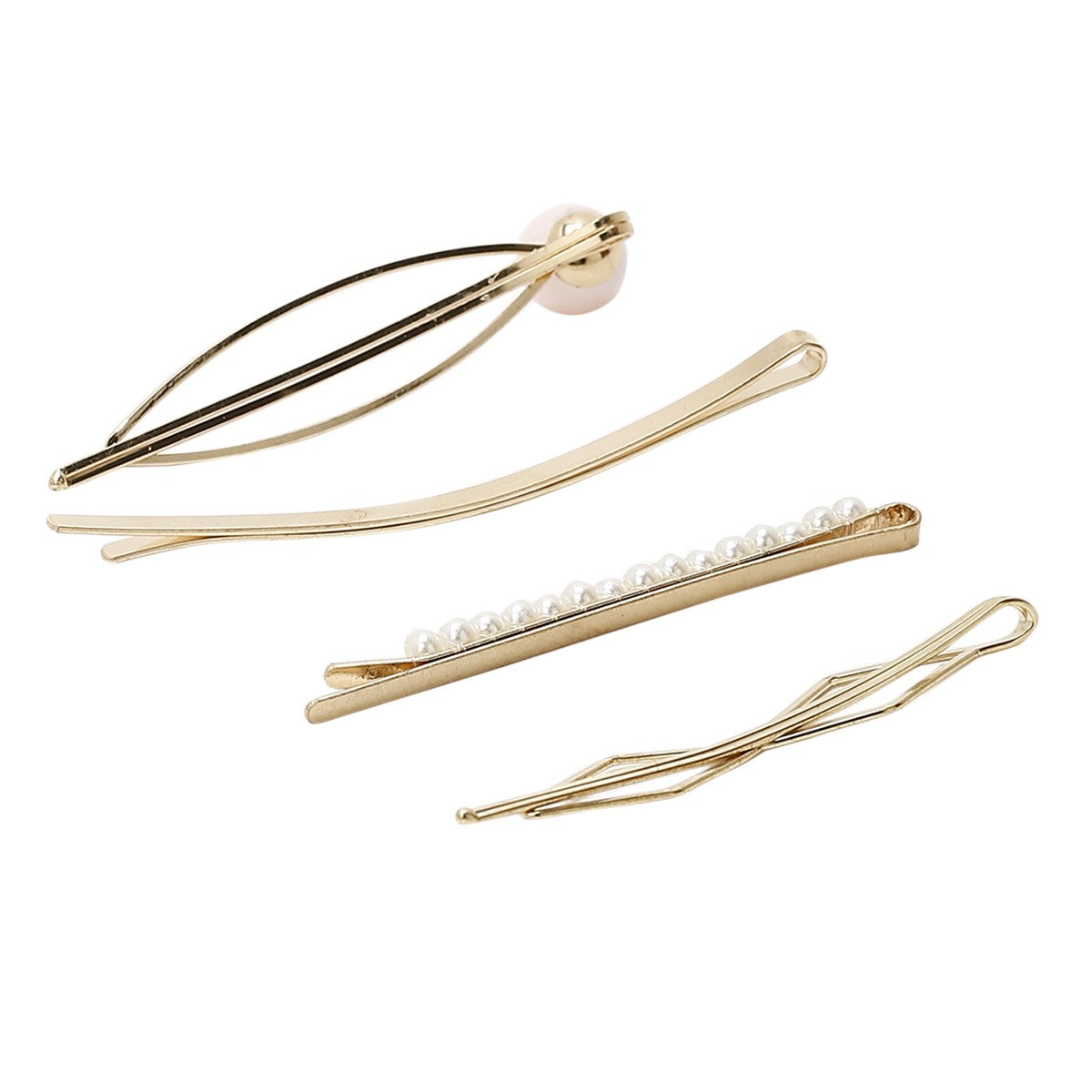 Girls Gold Pearl Hair Clips Pack of 4 Stylish Hair Accessories