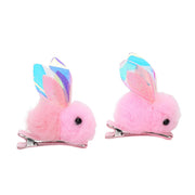 Girls Pink Bunny Hair Clips Pack of 2 Cute Plush Hair Accessories