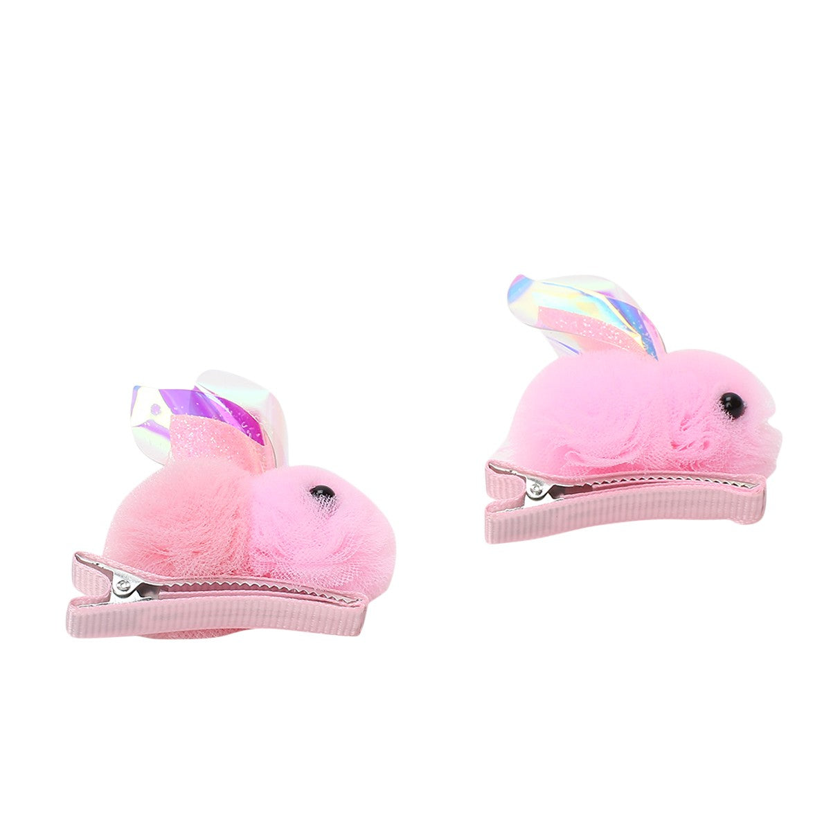 Girls Pink Bunny Hair Clips Pack of 2 Cute Plush Hair Accessories
