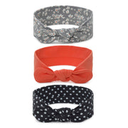 Girls Orange, Grey and Navy Knot Headbands Pack of 3 Soft Hair Accessories