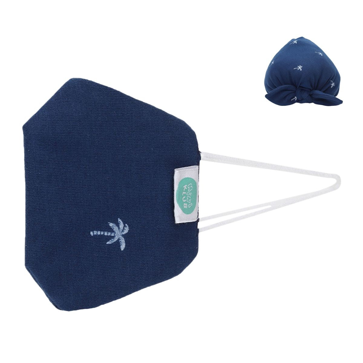 Boys Navy Face Mask with Printed Headwrap Combo Set
