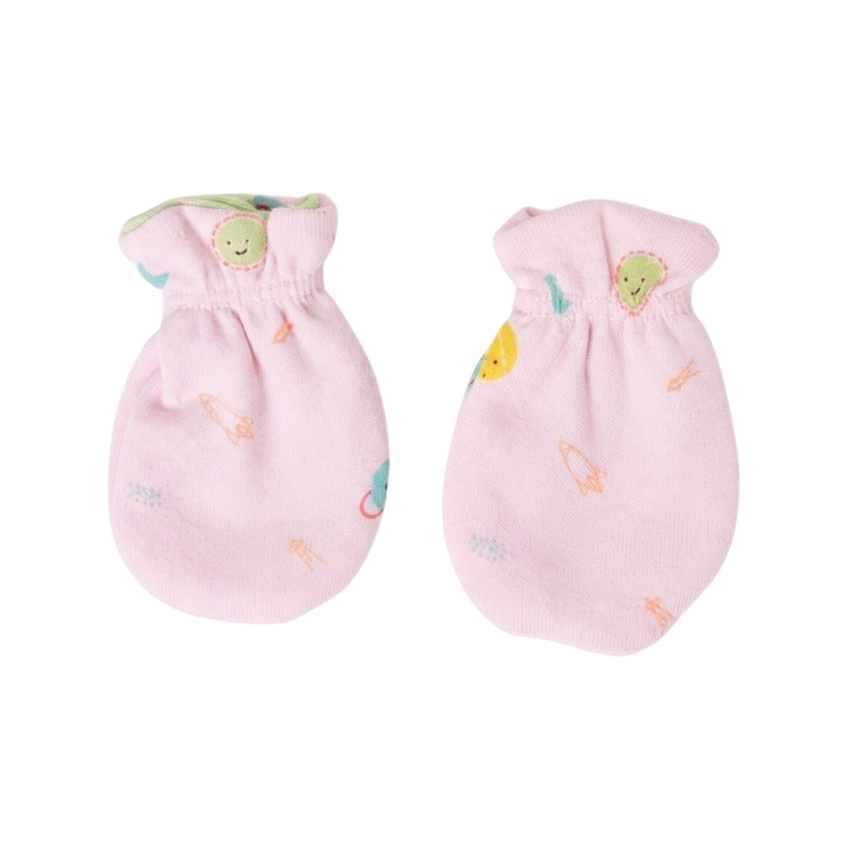 Baby Light Pink Cotton Mittens Fruit Print Newborn Essentials