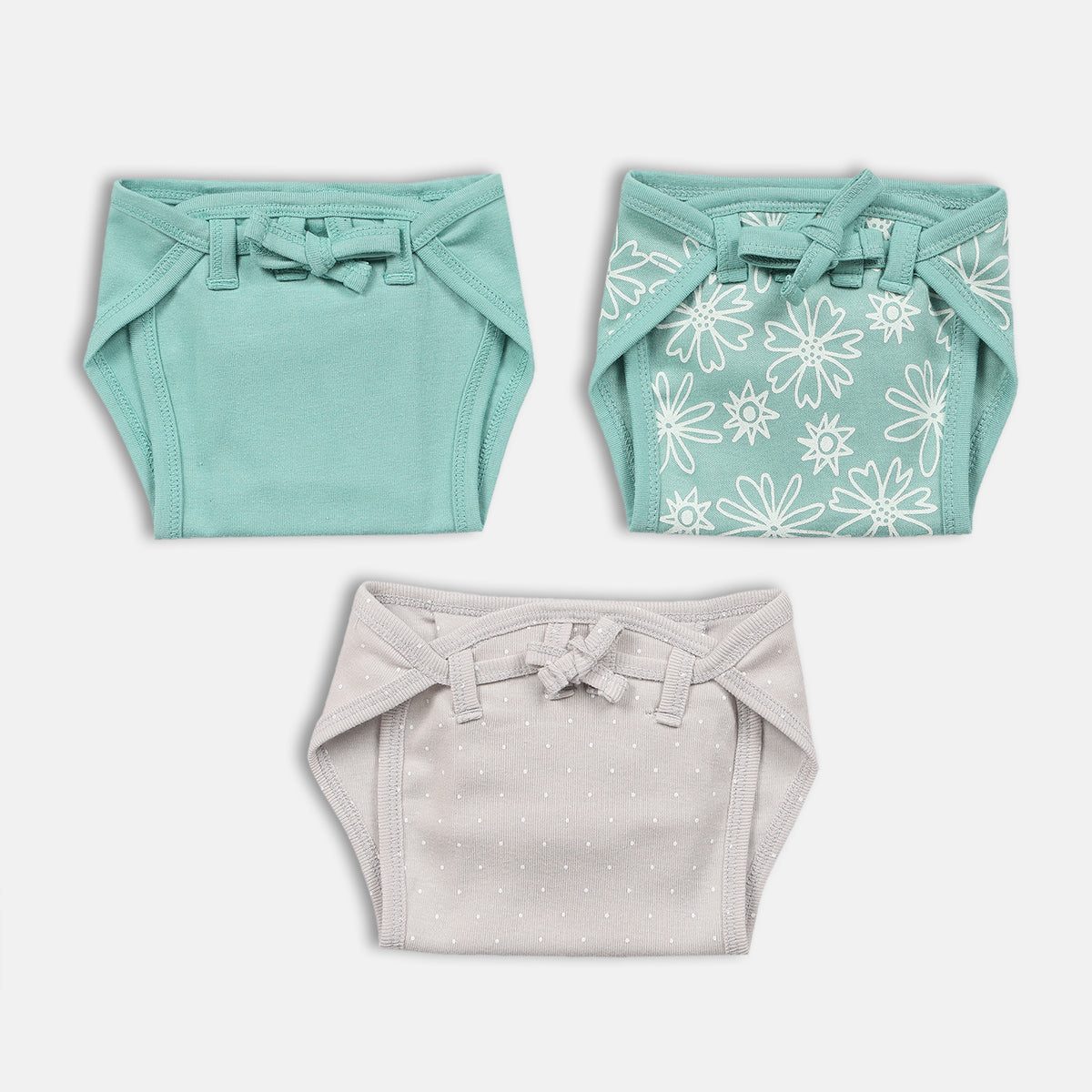 Girls Mint Green and Grey Training Pants Pack of 3 Printed Training Briefs