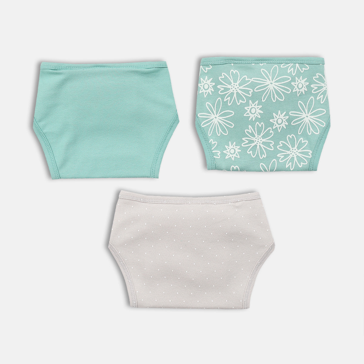 Girls Mint Green and Grey Training Pants Pack of 3 Printed Training Briefs