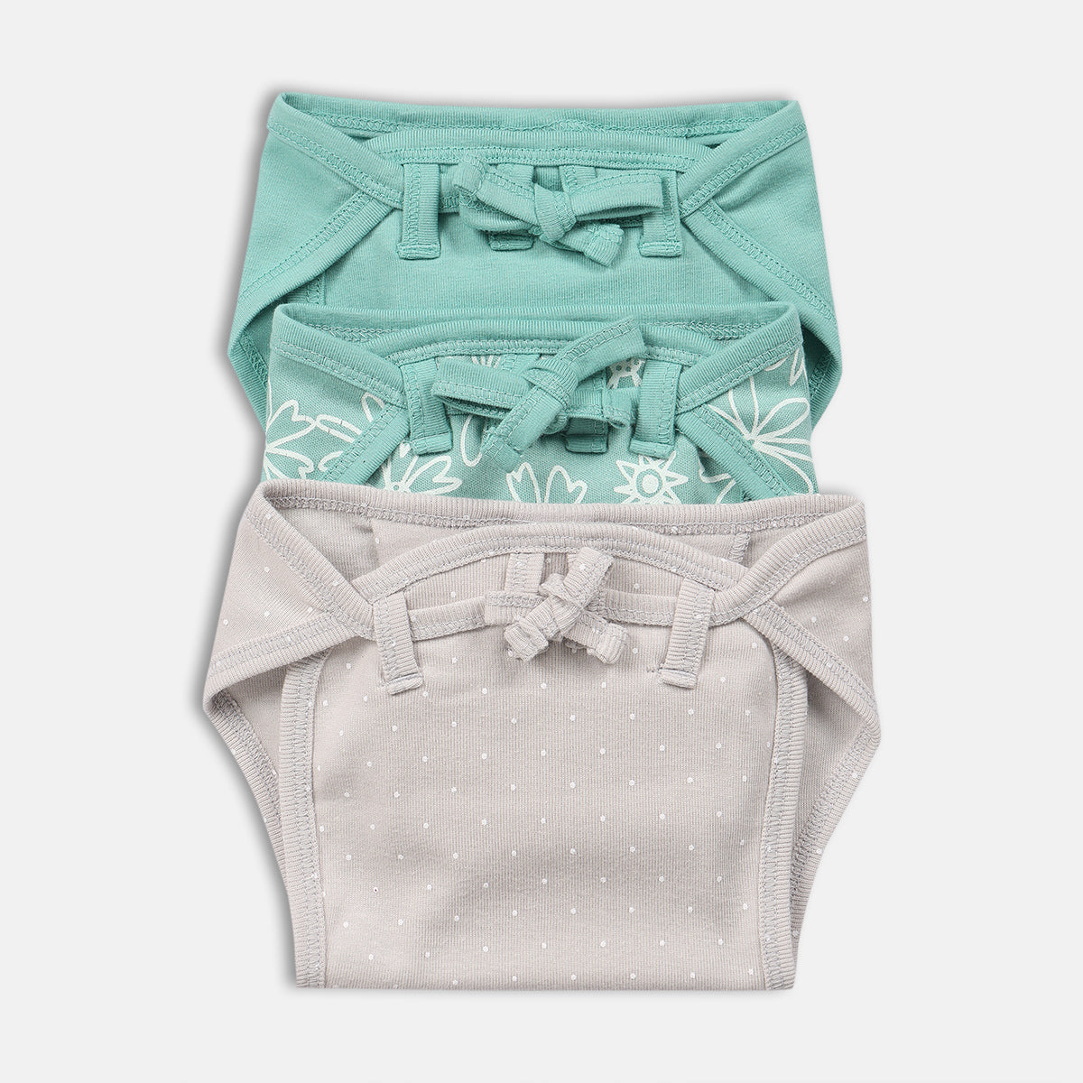 Girls Mint Green and Grey Training Pants Pack of 3 Printed Training Briefs