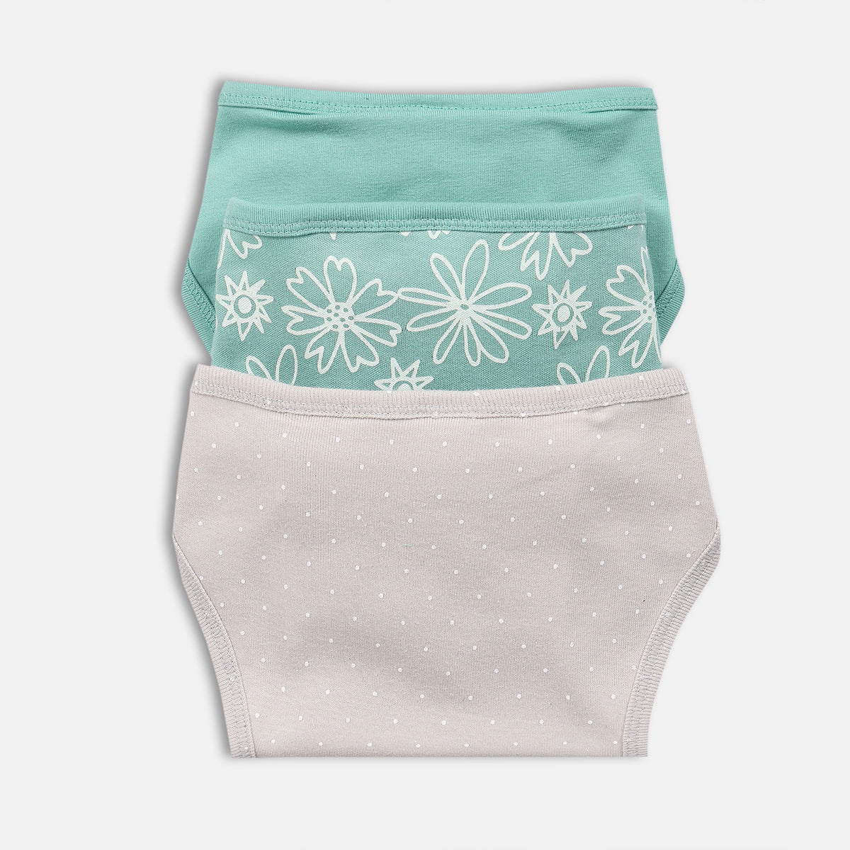 Girls Mint Green and Grey Training Pants Pack of 3 Printed Training Briefs