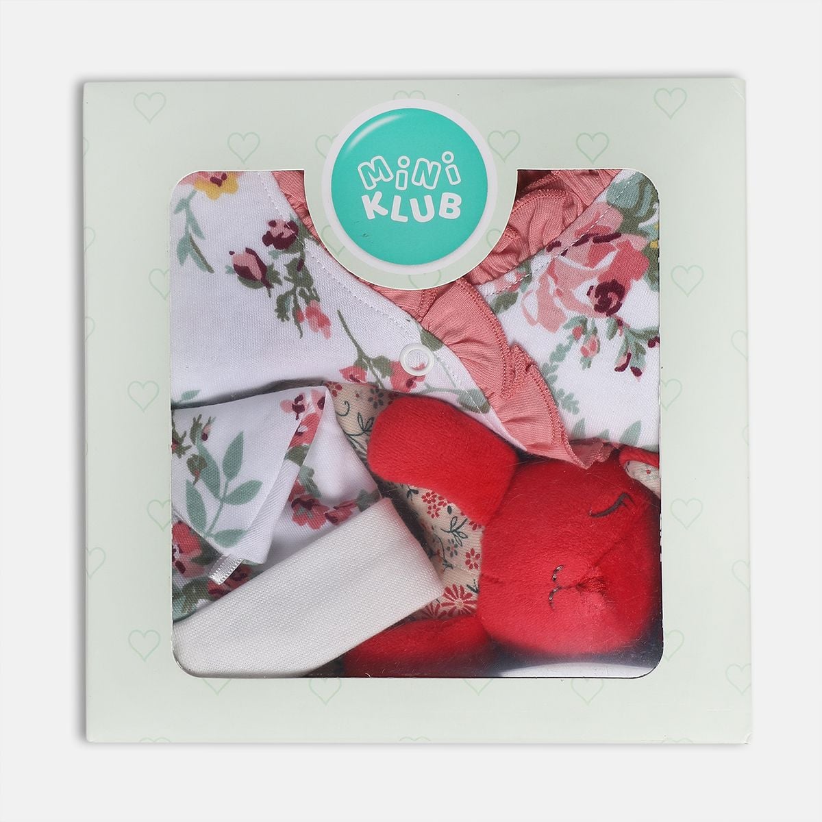 Baby Girls White Cotton Sleepsuit Cap and Rattle Gift Set Pack of 3 Floral Printed Everyday Wear