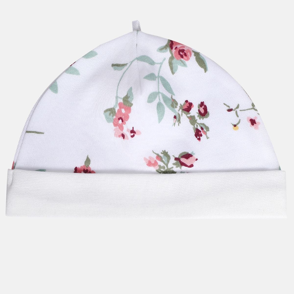 Baby Girls White Cotton Sleepsuit Cap and Rattle Gift Set Pack of 3 Floral Printed Everyday Wear