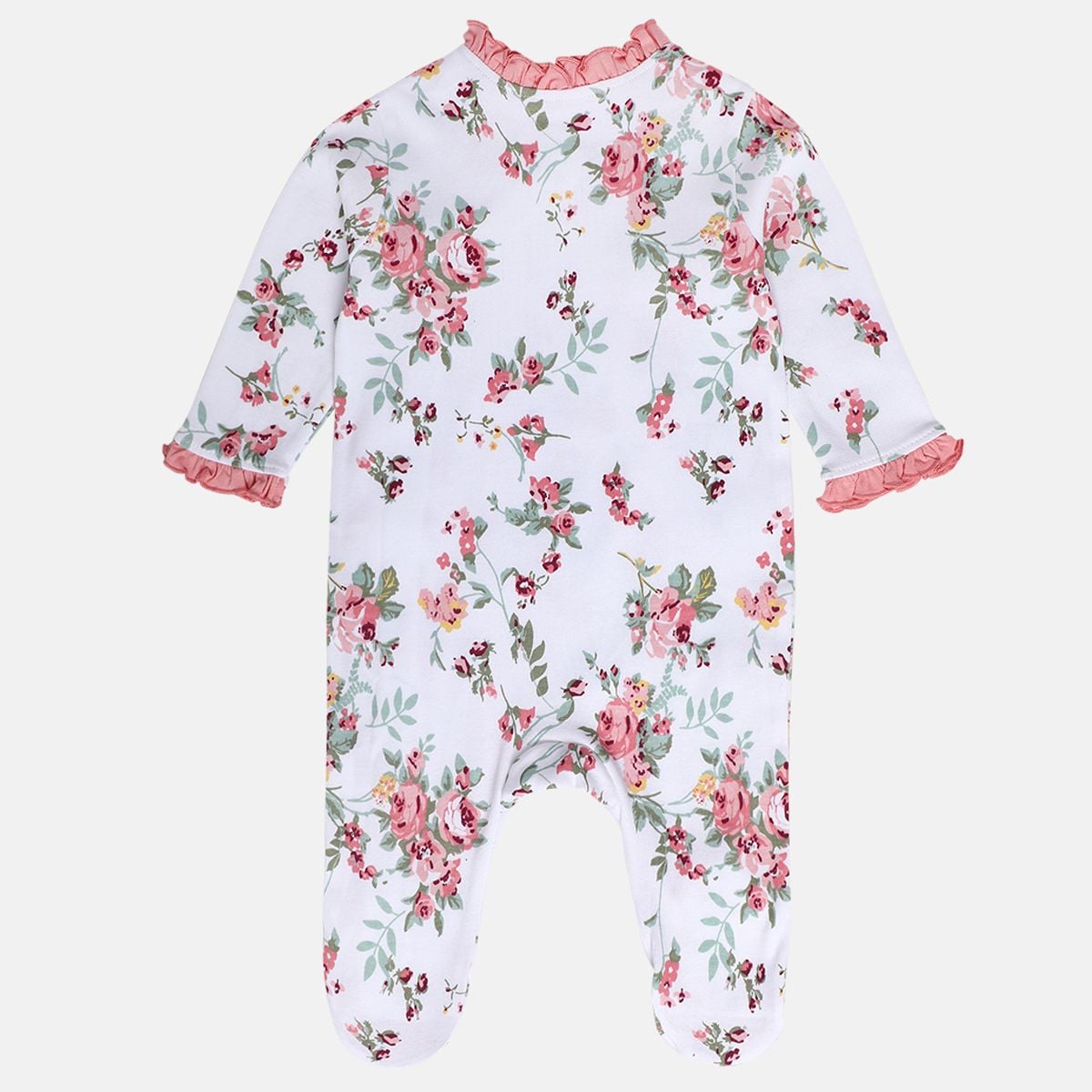 Baby Girls White Cotton Sleepsuit Cap and Rattle Gift Set Pack of 3 Floral Printed Everyday Wear