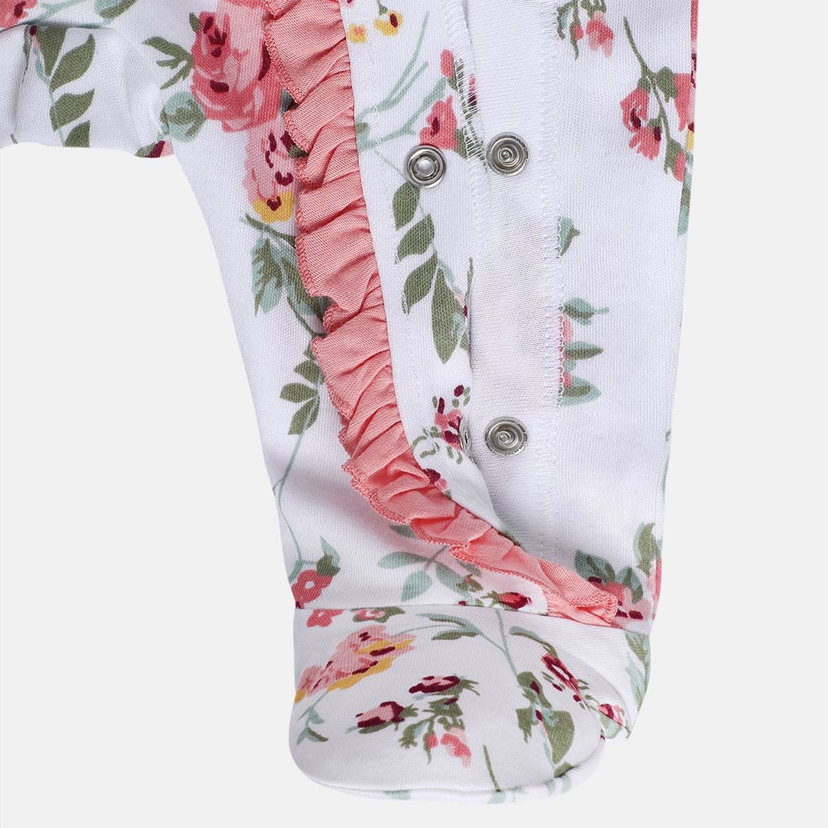 Baby Girls White Cotton Sleepsuit Cap and Rattle Gift Set Pack of 3 Floral Printed Everyday Wear