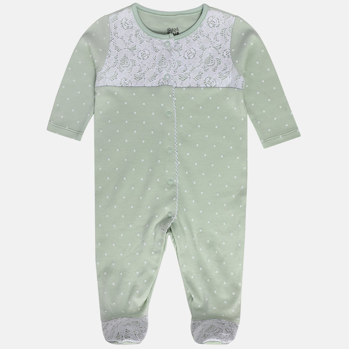 Baby Girls Sage Green and White Cotton Sleepsuit Cardigan Cap and Booties Gift Set Pack of 4 Polka Dot Printed Everyday Wear