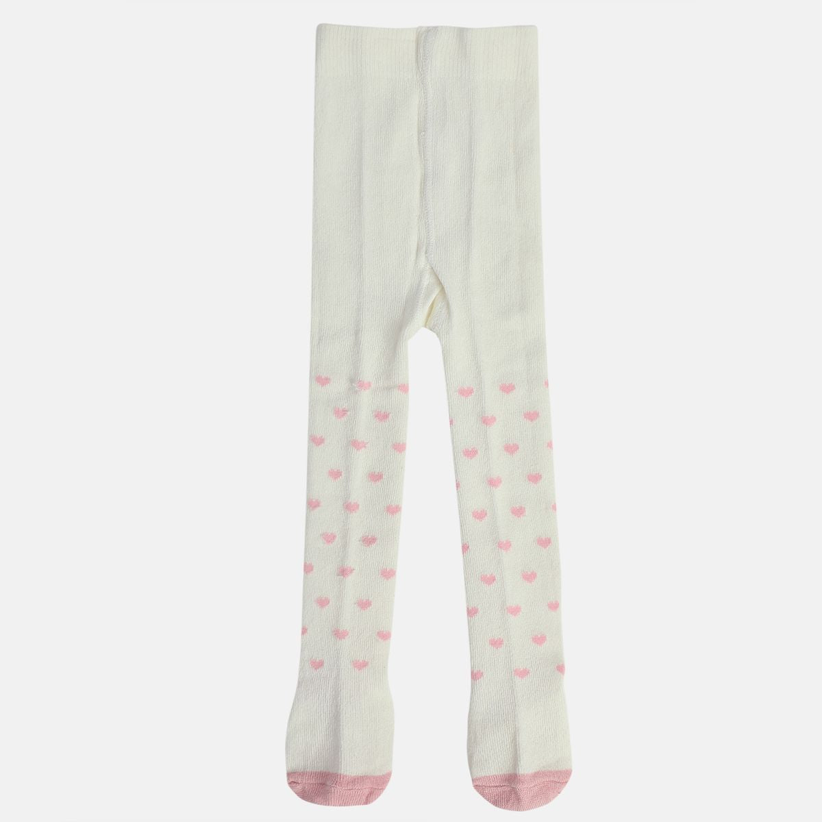 Girls White Printed Stockings