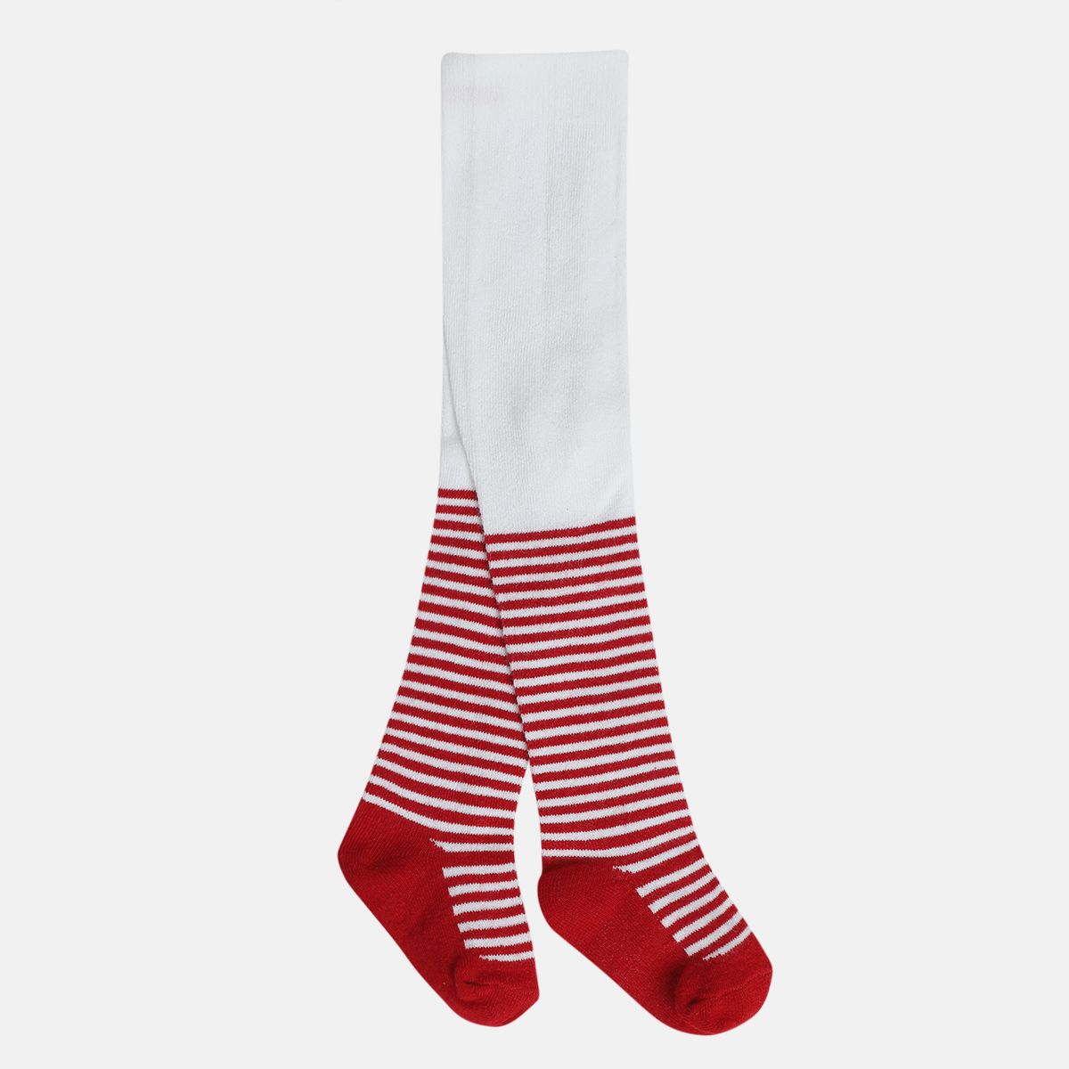 Girls White Striped Stockings