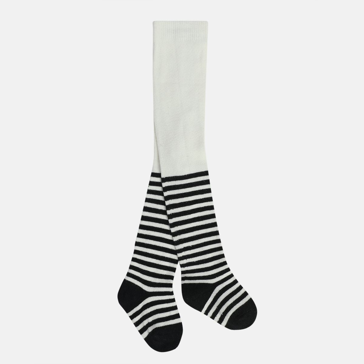 Girls White Striped Stockings