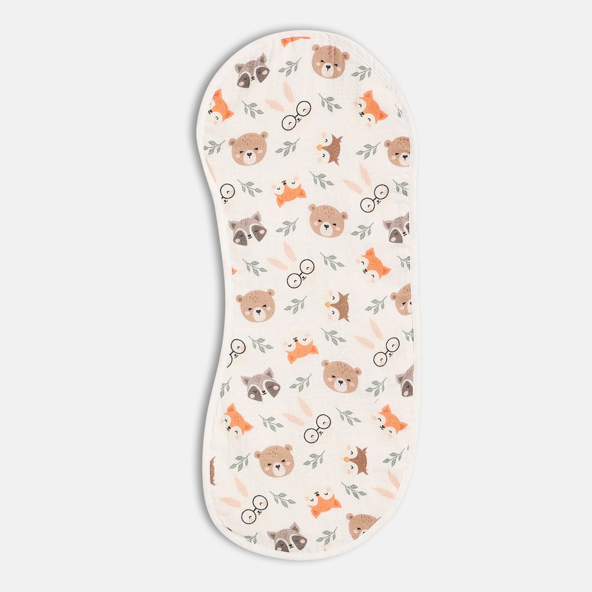 Baby Unisex Cream Cotton Muslin Burp Cloths Pack of 2 Animal Printed Feeding Essential