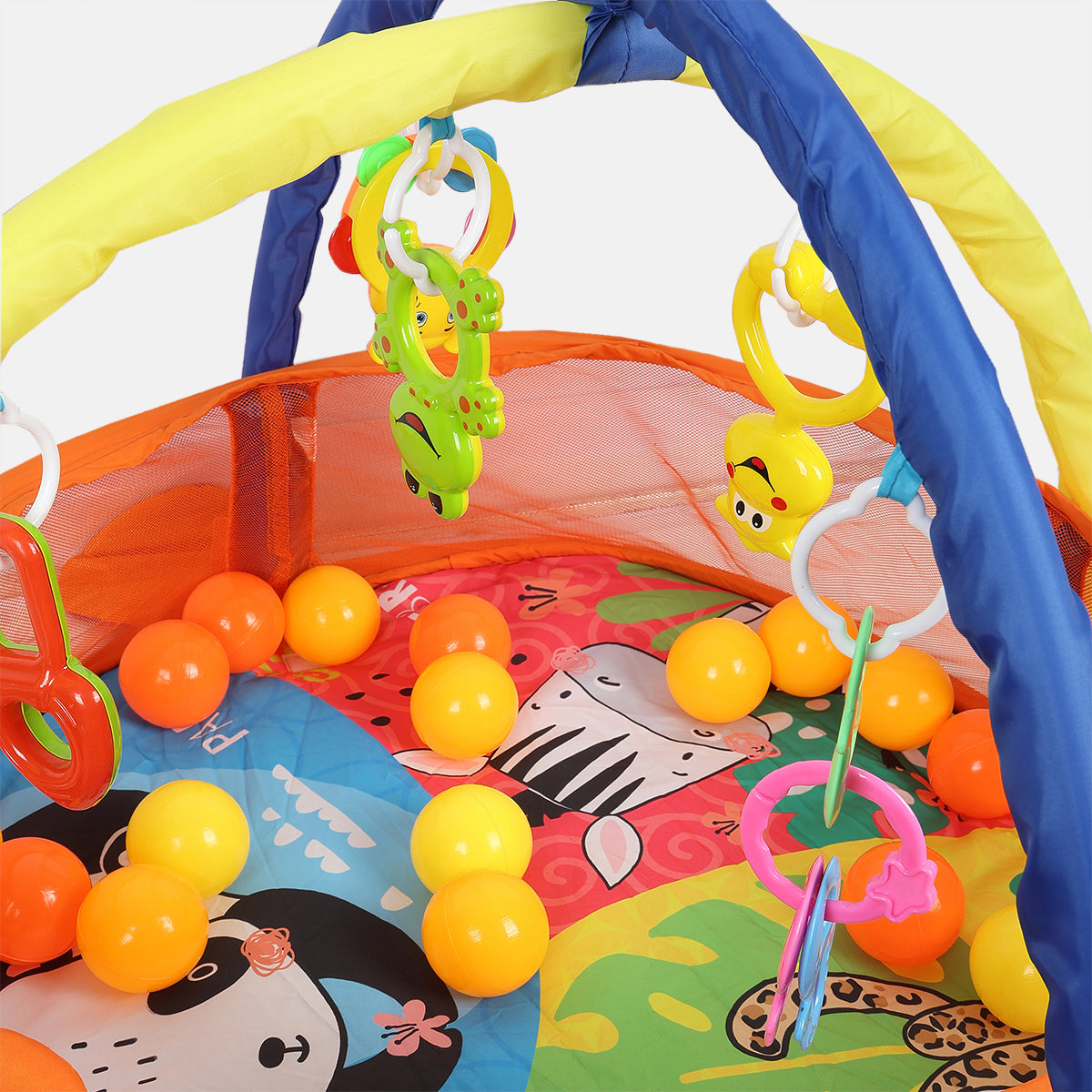 Unisex Orange 3 In 1 Play Gym With Colourful Ball Set